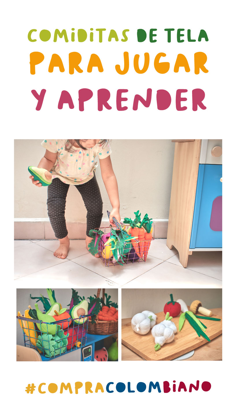 Frutas y verduras de tela para jugar y aprender 🍐🍎🥑🥔🍆🍅🥭🍉🍇